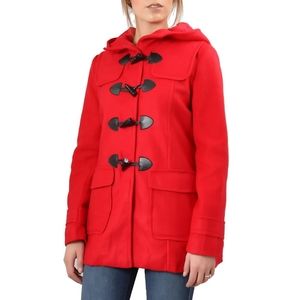 🧥 Forever 21 Red Hooded Pea Coat